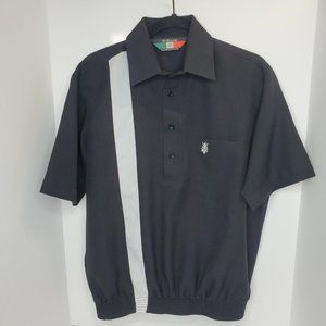 D'Accord 80’s Mens Shirt Size Medium Short Sleeve Button Front Black white strip